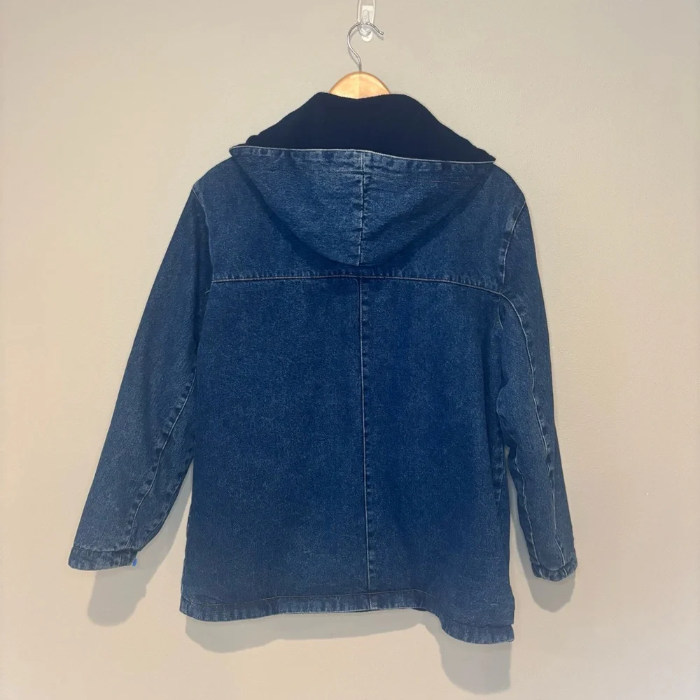 VINTAGE BASIC EDITIONS 90s Denim Zip Up Hoodie Jacket 100% Cotton Size‎ Small